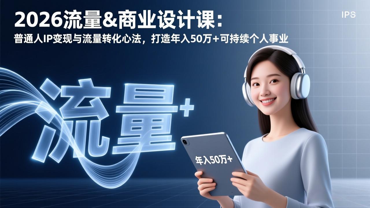 2026流量&商业设计课：普通人IP变现与流量转化心法，打造年入50万+可持续个人事业-智点网