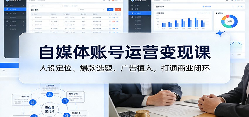 自媒体账号运营变现课：人设定位、爆款选题、广告植入，打通商业闭环-智点网