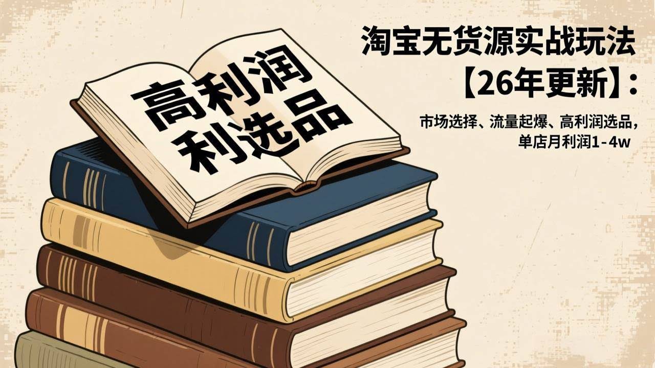 （17046期）淘宝无货源实战玩法【26年更新】：市场选择、流量起爆、高利润选品，单店月利润1-4w-智点网