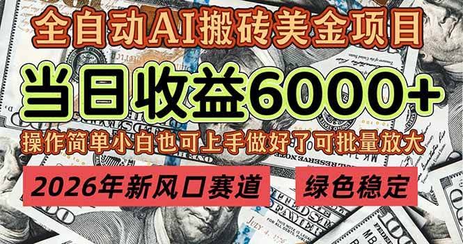 （17079期）2026年新风口赛道，当日6000+以上，可批量放大，月收入20万+，长期绿色稳定的项目-智点网