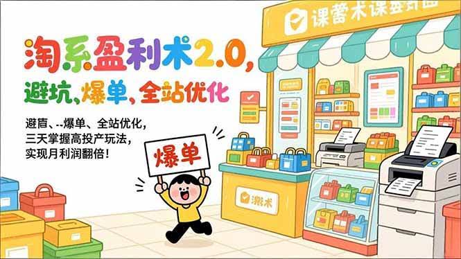 （17127期）淘系盈利术2.0，避坑、爆单、全站优化，三天掌握高投产玩法，实现月利润翻倍！-智点网
