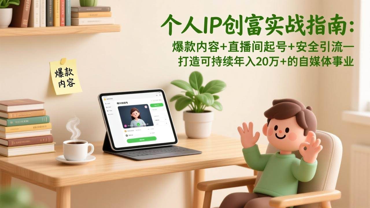 （17217期）个人IP创富实战指南：爆款内容+直播间起号+安全引流，打造可持续年入20万+的自媒体事业-智点网