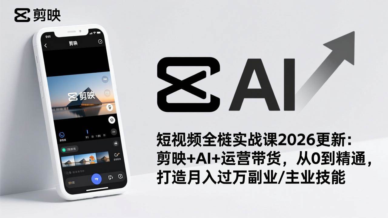 （17231期）短视频全栈实战课2026更新：剪映+AI+运营带货，从0到精通，打造月入过万副业/主业技能-智点网