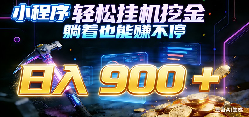 小程序挂机挖金，自动赚金币换现金，多号并行日入900+，轻松搞副业-智点网