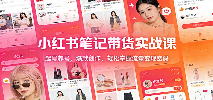 小红书笔记带货实战课：起号养号，爆款创作，轻松掌握流量变现密码-智点网