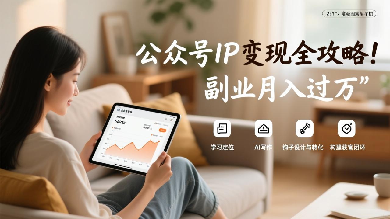 公众号IP变现全攻略，学习定位、AI写作、钩子设计与转化，构建获客闭环，副业月入过万-智点网