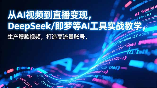从AI视频到直播变现，DeepSeek/即梦等AI工具实战教学，生产爆款视频，打造高流量账号-智点网