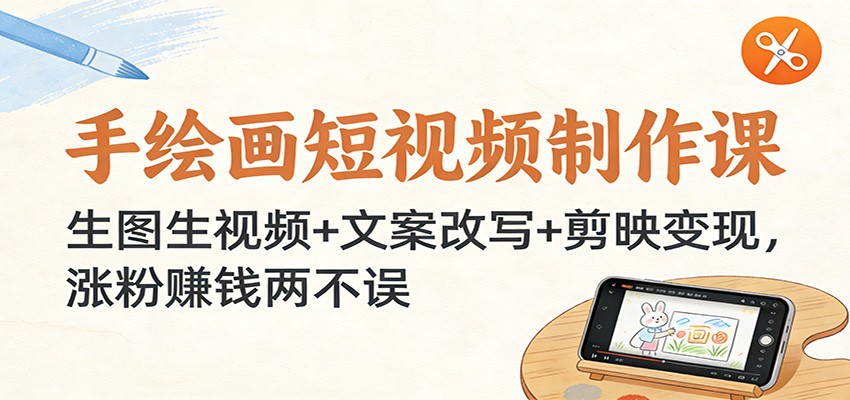 手绘画短视频制作课：生图生视频+文案改写+剪映变现，涨粉赚钱两不误-智点网