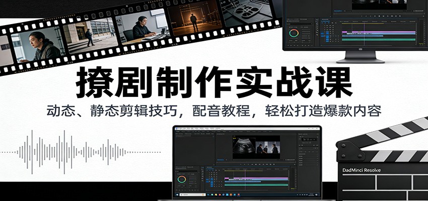 撩剧制作实战课：动态、静态剪辑技巧，配音教程，轻松打造爆款内容-智点网