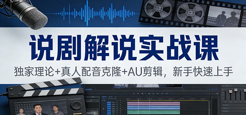 说剧解说实战课：独家理论+真人配音克隆+AU剪辑，新手快速上手-智点网