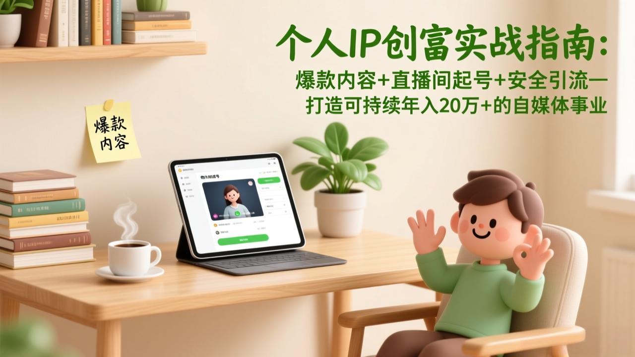 个人IP创富实战指南：爆款内容+直播间起号+安全引流，打造可持续年入20万+的自媒体事业-智点网
