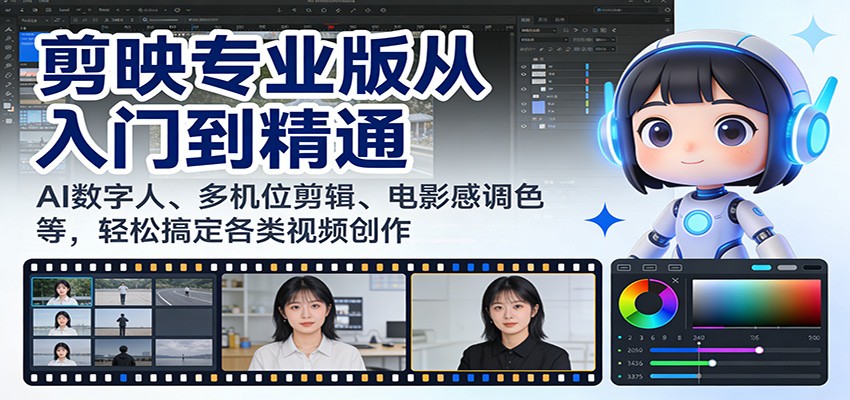 剪映专业版从入门到精通：AI数字人、多机位剪辑、电影感调色等，轻松搞定各类视频创作-智点网