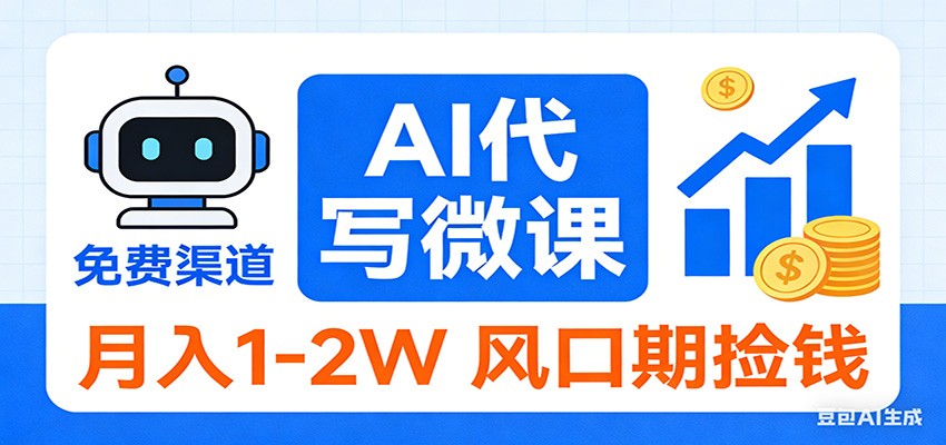 2026告别打工！AI 代写微课，提供免费渠道，月入 1-2W 风口期捡钱-智点网