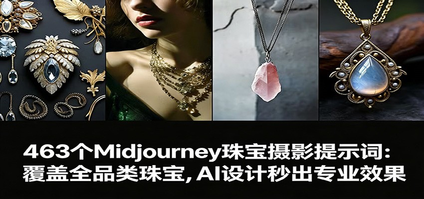 463个Midjourney珠宝摄影提示词：覆盖全品类珠宝，AI设计秒出专业效果-智点网