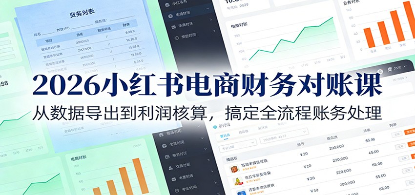 2026小红书电商财务对账课：从数据导出到利润核算，搞定全流程账务处理-智点网