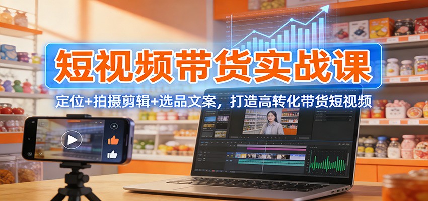 短视频带货实战课：定位+拍摄剪辑+选品文案，打造高转化带货短视频-智点网