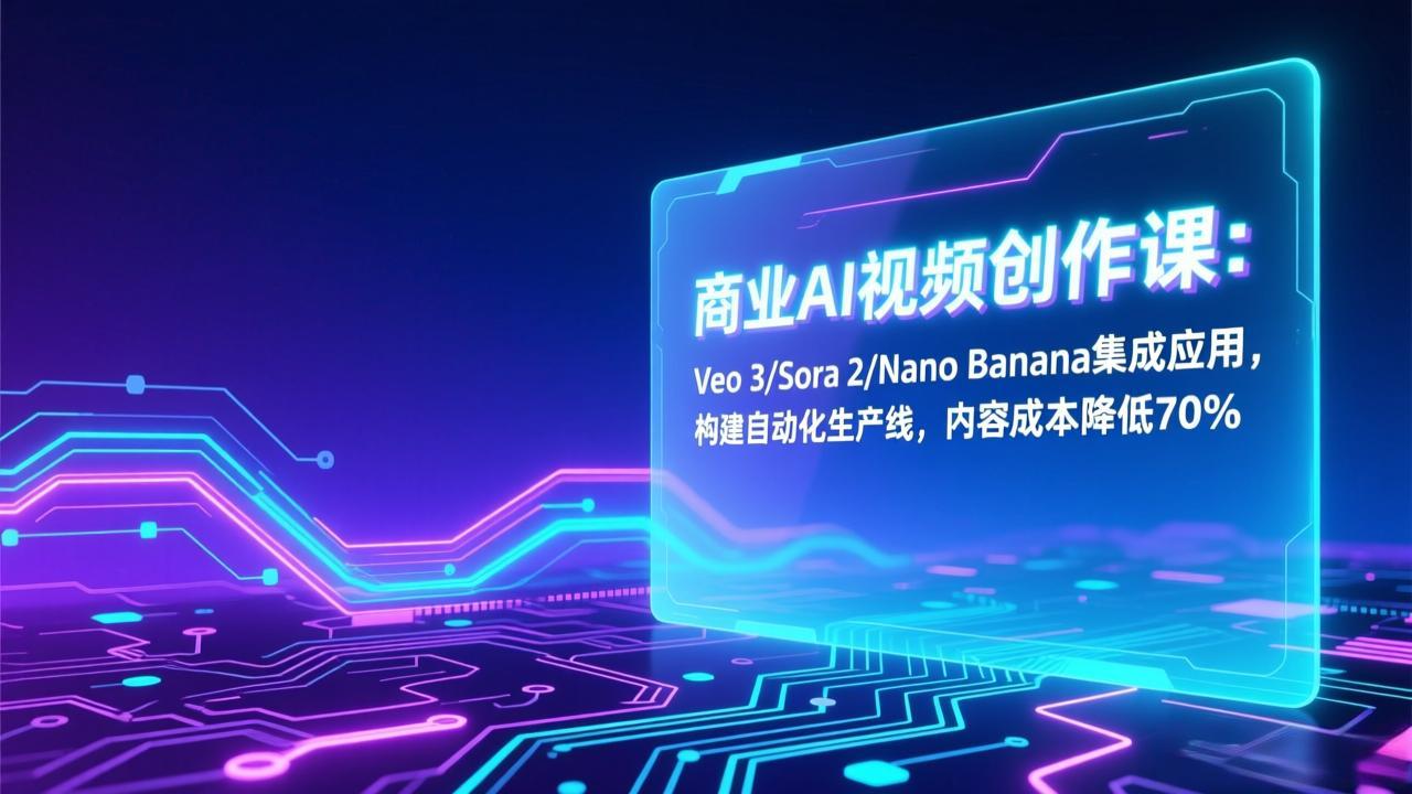 商业AI视频创作课：Veo 3/Sora 2/Nano Banana集成应用，构建自动化生产线，内容成本降低70%-智点网