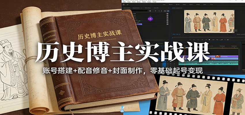 历史博主实战课：账号搭建+配音修音+封面制作，零基础起号变现-智点网