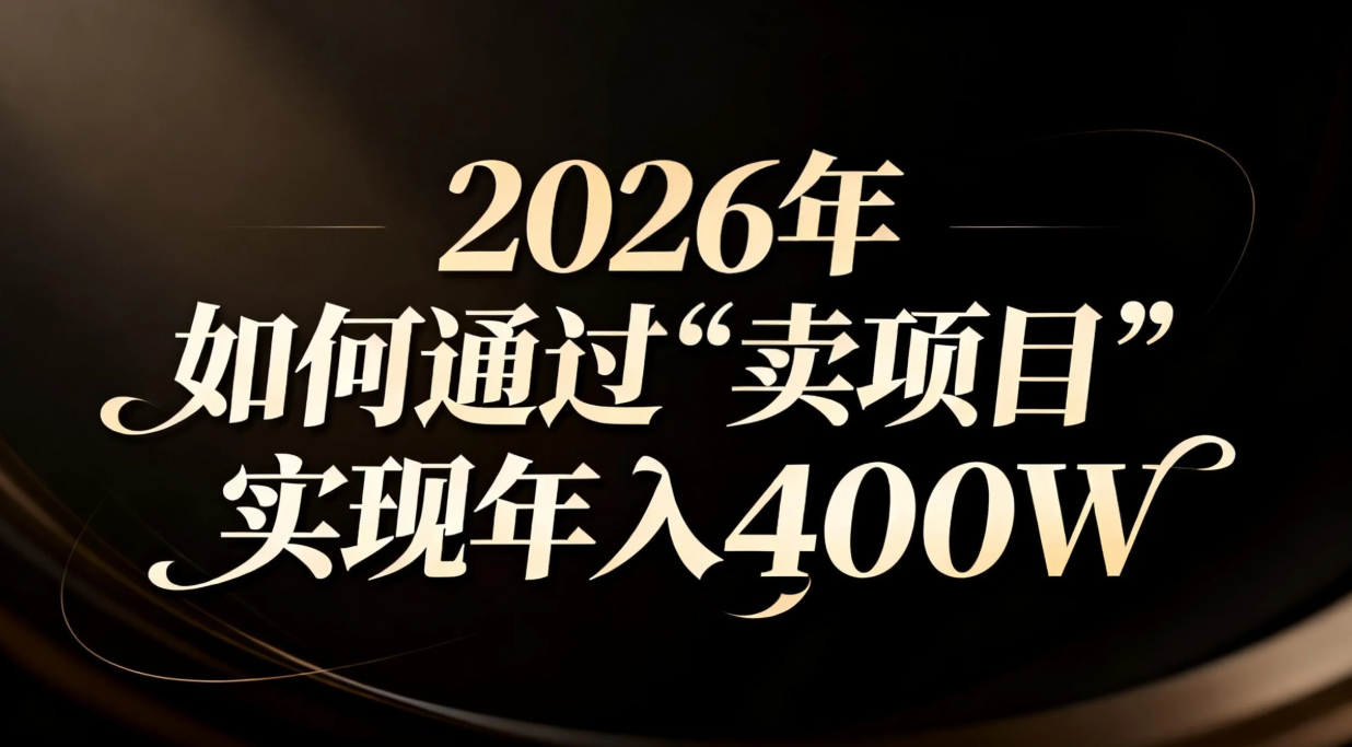 2026年如何通过“卖项目”实现年入百万-智点网