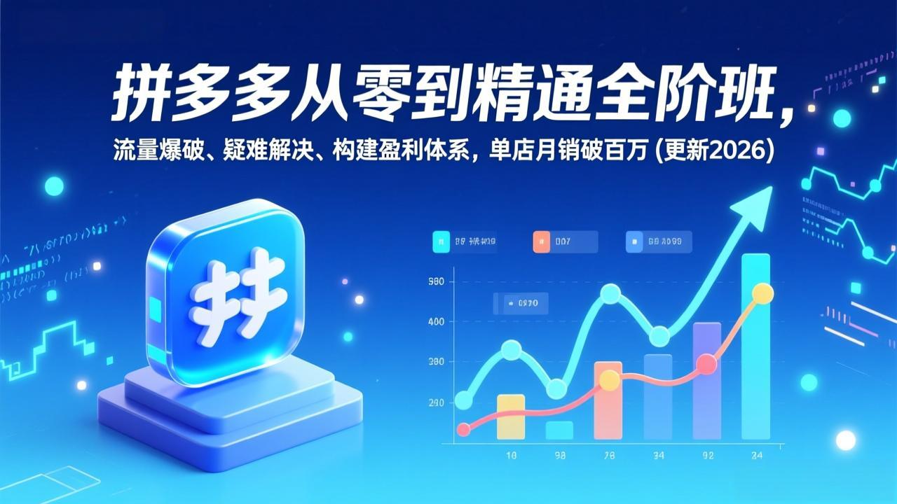 拼多多从零到精通全阶班，流量爆破、疑难解决，构建盈利体系，单店月销破百万(更新2026-智点网