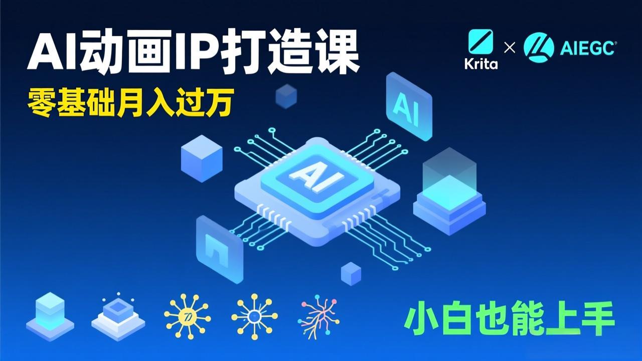 AI动画新手变现课，Krita+AIGC、模型训练、商单资源，零基础月入过万，小白也能上手-智点网
