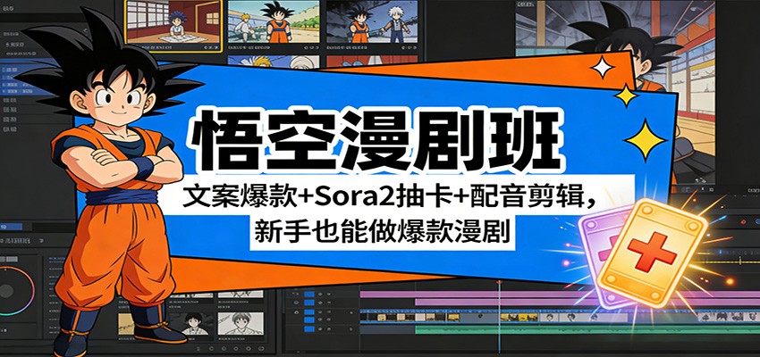 悟空漫剧班：文案爆款+Sora2抽卡+配音剪辑，新手也能做爆款漫剧-智点网