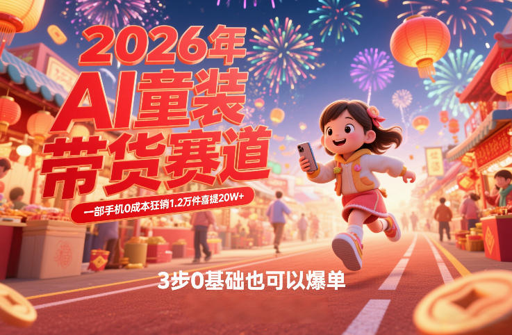 AI童装新春带货赛道，一部手机0成本狂销1.2万件喜提20W+，3步0基础也可以爆单-智点网