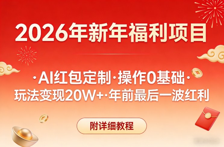 新年福利项目，AI红包定制，操作0基础，玩法变现20W+年前最后一波红利，附详细教程-智点网