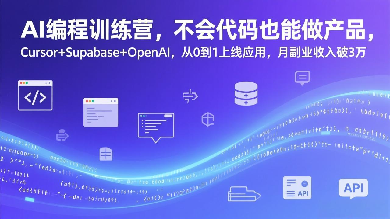 AI编程训练营，不会代码也能做产品，Cursor+Supabase+OpenAI，从0到1上线应用，月副业收入破3万-智点网
