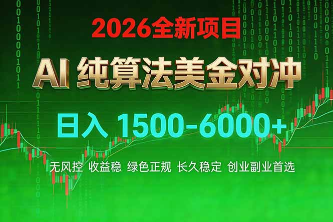 2026 全新美金对冲项目，不套平台赠金，不封号，纯算法对冲，日入 1500-6000+-智点网