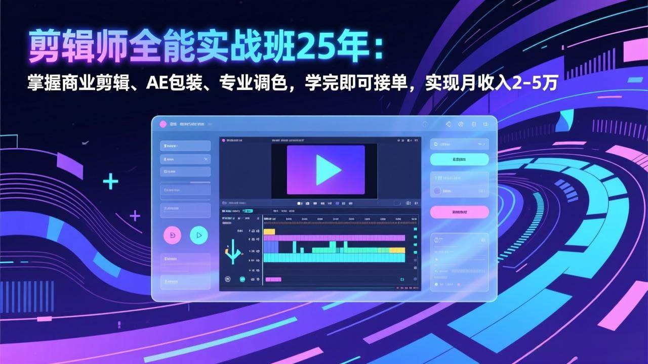 （17294期）剪辑师全能实战班25年：掌握商业剪辑、AE包装、专业调色，学完即可接单，实现月收入2-5万-智点网