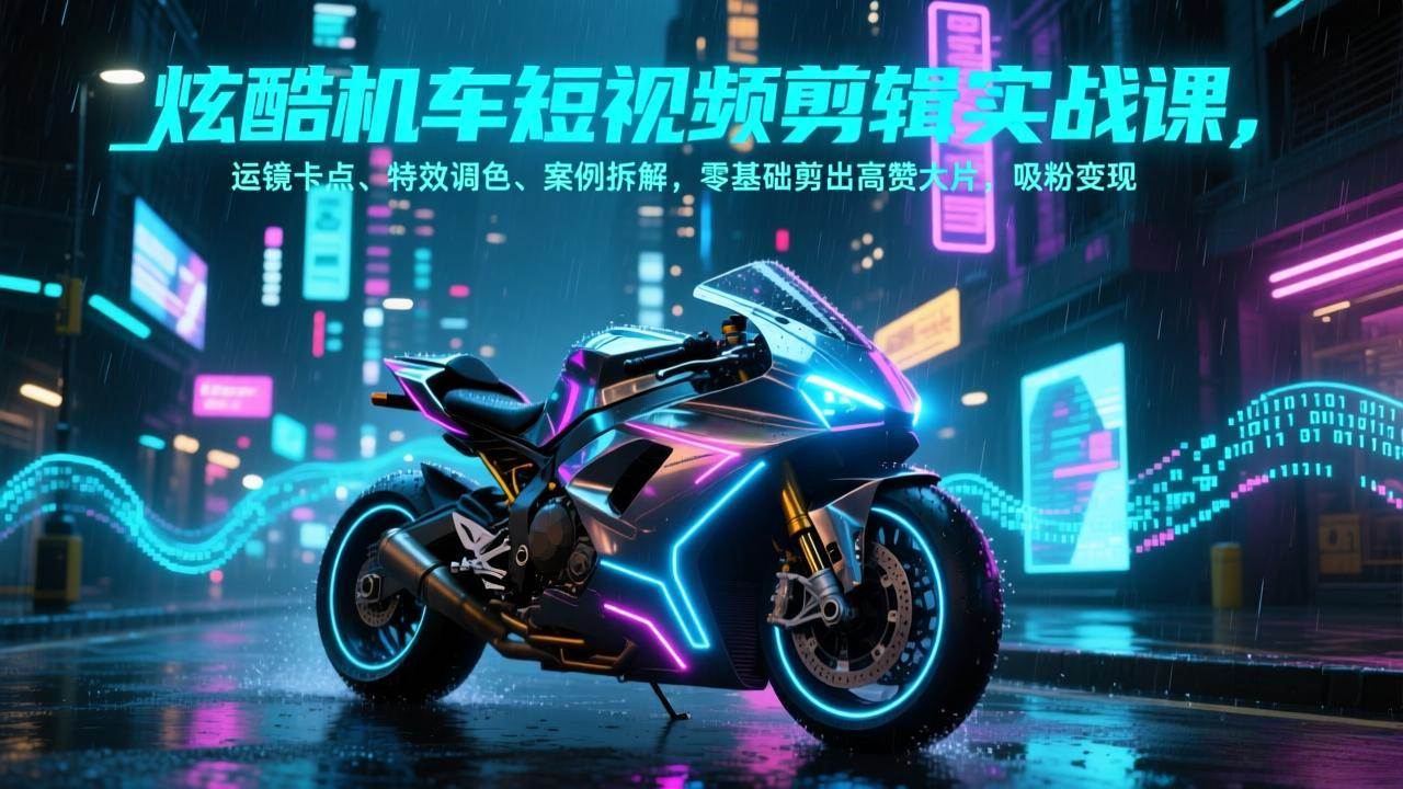 （17304期）炫酷机车短视频剪辑实战课，运镜卡点、特效调色、案例拆解，零基础剪出高赞大片，吸粉变现-智点网