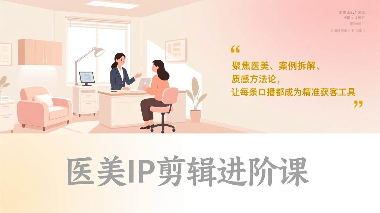 （17303期）医美IP剪辑进阶课，聚焦医美、案例拆解、质感方法论，让每条口播都成为精准获客工具-智点网