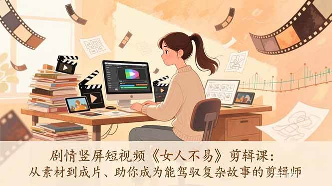 （17305期）剧情竖屏短视频《女人不易》剪辑课：从素材到成片、助你成为能驾驭复杂故事的剪辑师-智点网