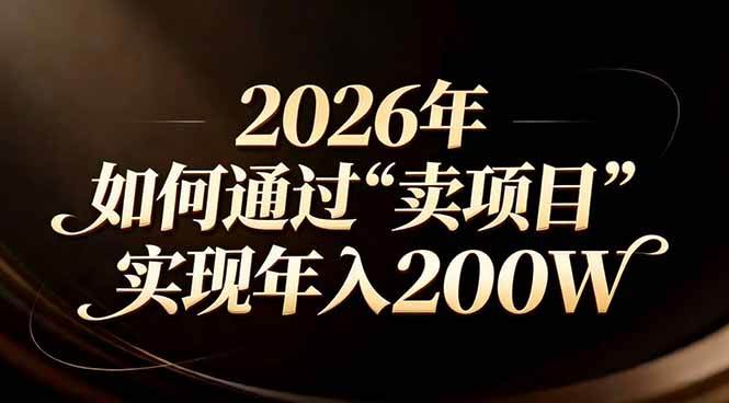 （17309期）站在2026年的十字路口：一个普通人如何通过卖项目实现年入200万-智点网