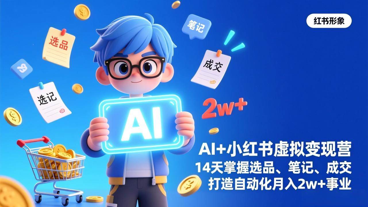（17332期）AI+小红书虚拟变现营（完结），14天掌握选品、笔记、成交，打造自动化月入2w+事业-智点网