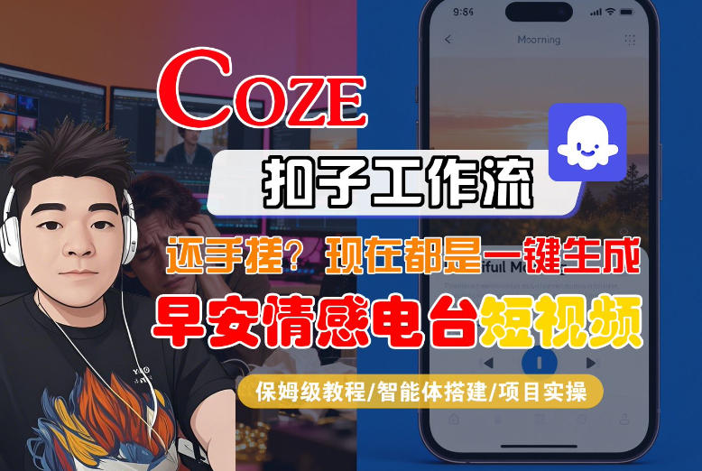 【Coze工作流搭建实操教程】【coze】早安情感电台日签视频还在手动做?用扣子工作流自动生成,省时90%