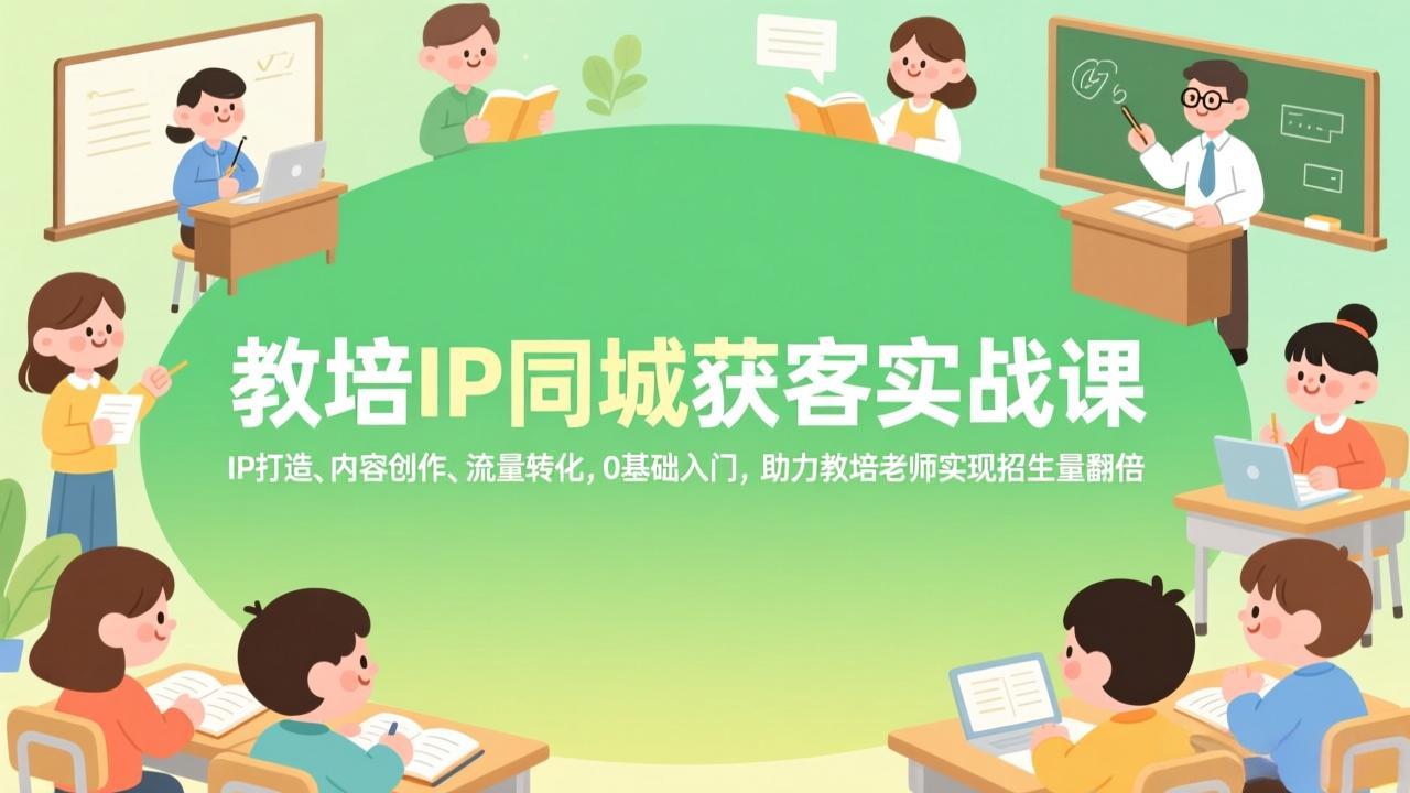教培IP同城获客实战课，IP打造、内容创作、流量转化，0基础入门，助力教培老师实现招生量翻倍-智点网