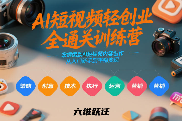 AI短视频轻创业全通关训练营，掌握爆款AI短视频内容创作，从入门新手到平稳变现的六维跃迁-智点网