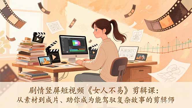 剧情竖屏短视频《女人不易》剪辑课：从素材到成片、助你成为能驾驭复杂故事的剪辑师-智点网