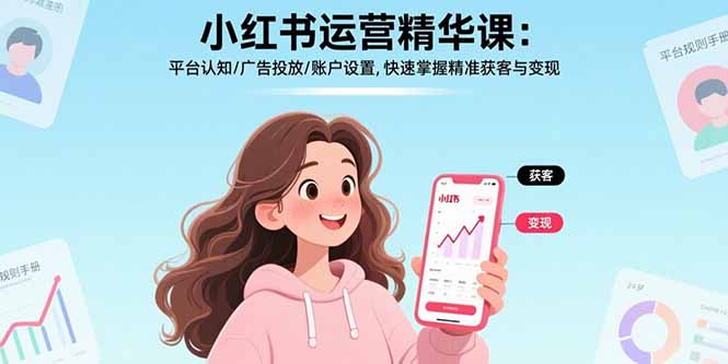 小红书运营精华课-更新：平台认知/广告投放/账户设置,快速掌握精准获客与变现-智点网