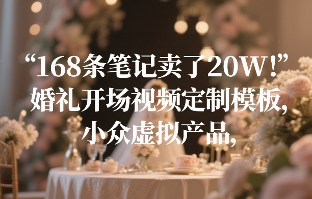 168条笔记卖了20W！婚礼开场视频定制模板，小众虚拟产品-智点网