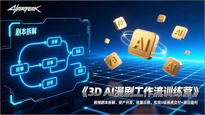 3D AI漫剧工作流训练营：教授剧本拆解、资产开发、批量出图，实现S级画质交付+稳定盈利-智点网