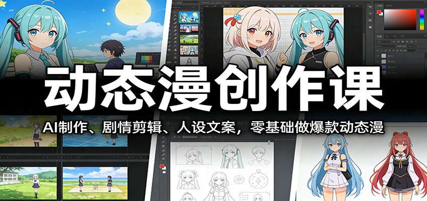 动态漫创作课：AI制作、剧情剪辑、人设文案，零基础做爆款动态漫-智点网