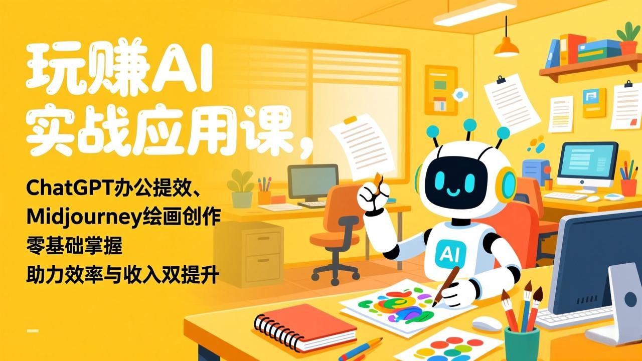 玩赚AI实战应用课，ChatGPT办公提效、Midjourney绘画创作，零基础掌握，助力效率与收入双提升-智点网