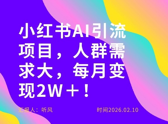 她通过这个AI项目每月做到2W+的收入,最新小红书AI项目,人群需求大!