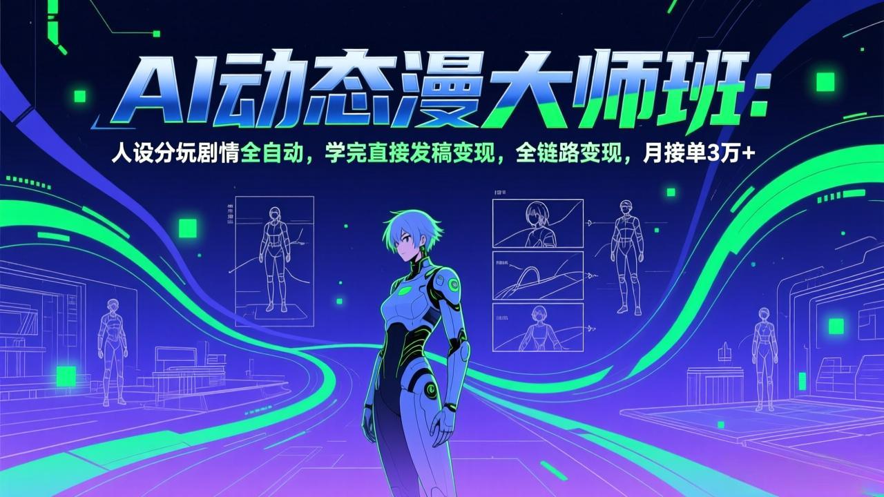 AI动态漫剧大师班：人设分镜剧情全自动，学完直接发稿变现，全链路变现，月接单3万+-智点网