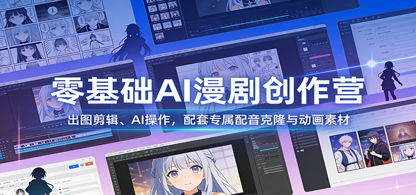 零基础AI漫剧创作营：出图剪辑、AI操作，配套专属配音克隆与动画素材-智点网