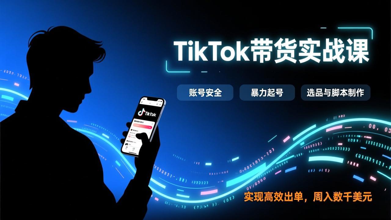 TikTok带货实战课，涵盖账号安全、暴力起号、选品与脚本制作，实现高效出单，周入数千美元-智点网