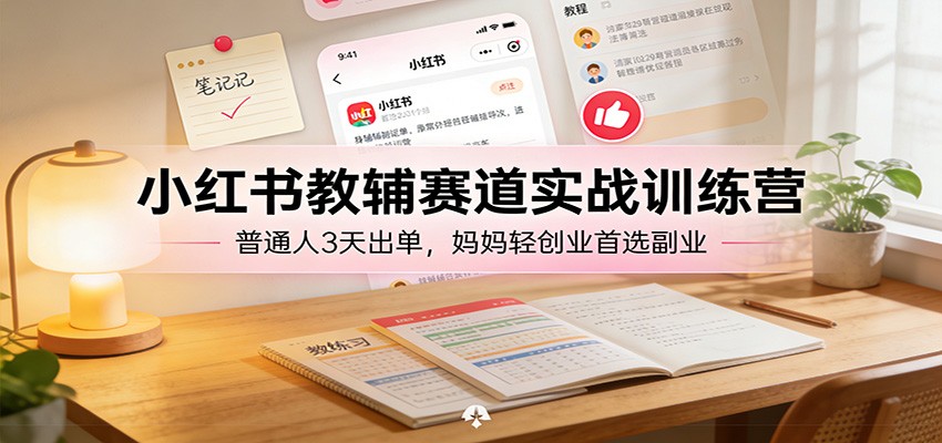 小红书教辅赛道实战训练营：普通人3天出单，妈妈轻创业首选副业-智点网